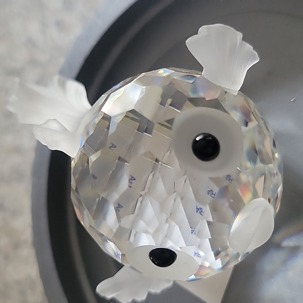 3x2 3/4" Swarovski Silver Crystal Blow Puffer Fish Figurine 1980's